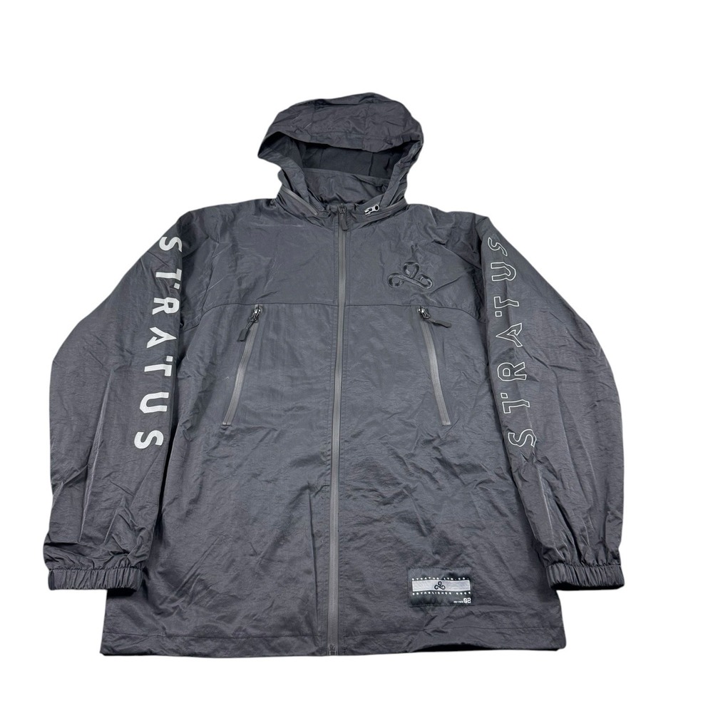 Cloud 9 Stratus Black Full Zip Windbreaker Jacket Mens XL Hooded Nylon